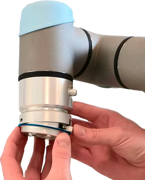 OnRobot Quick Changer being fitted to a cobot arm